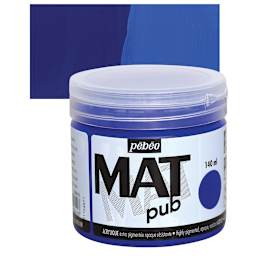 Pebeo Mat Pub Acrylic Paint - Ultramarine Blue, 140 ml jar and swatch