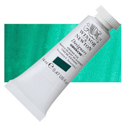 Winsor & Newton Designers Gouache - Viridian Hue, 14 ml tube and swatch