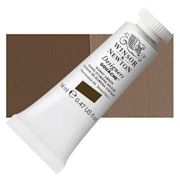 Winsor & Newton Designers Gouache - Burnt Umber, 14 ml tube and swatch