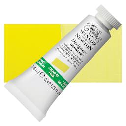 Winsor & Newton Designers Gouache - Cadmium-Free Lemon Yellow, 14 ml tube and swatch