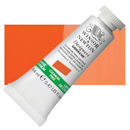 Winsor & Newton Designers Gouache - Cadmium-Free Orange, 14 ml tube and swatch