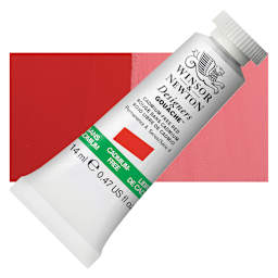 Winsor & Newton Designers Gouache - Cadmium-Free Red, 14 ml tube and swatch