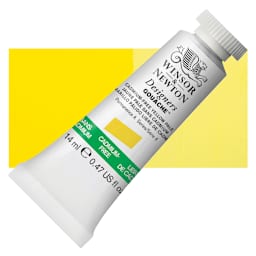 Winsor & Newton Designers Gouache - Cadmium Free Yellow Pale, 14 ml tube and swatch