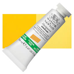 Winsor & Newton Designers Gouache - Cadmium Free Yellow, 14 ml tube and swatch
