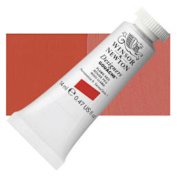 Winsor & Newton Designers Gouache - Flame Red, 14 ml tube and swatch