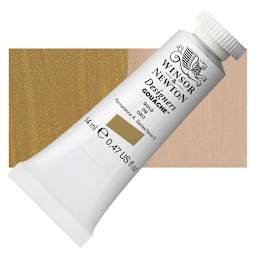 Winsor & Newton Designers Gouache - Gold, 14 ml tube and swatch