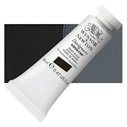Winsor & Newton Designers Gouache - Ivory Black, 14 ml tube and swatch