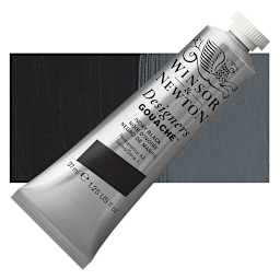 Winsor & Newton Designers Gouache - Ivory Black, 37 ml tube and swatch
