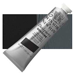 Winsor & Newton Designers Gouache - Lamp Black, 37 ml tube and swatch