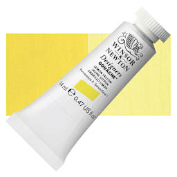 Winsor & Newton Designers Gouache - Lemon Yellow, 14 ml tube and swatch