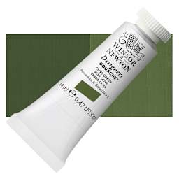 Winsor & Newton Designers Gouache - Olive Green, 14 ml tube and swatch