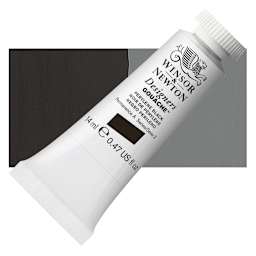 Winsor & Newton Designers Gouache - Perylene Black, 14 ml tube and swatch