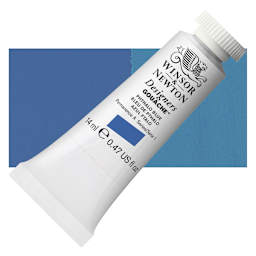 Winsor & Newton Designers Gouache - Phthalo Blue, 14 ml tube and swatch