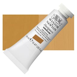 Winsor & Newton Designers Gouache - Raw Sienna, 14 ml tube and swatch