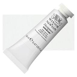 Winsor & Newton Designers Gouache - Zinc White, 14 ml tube and swatch