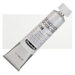 Schmincke Designers Gouache - Mixing White, 120 ml Tube and swatch