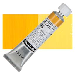 Schmincke Designers Gouache - Indian Yellow, 20 ml Tube and swatch