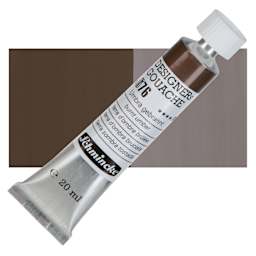 Schmincke Designers Gouache - Burnt Umber, 20 ml Tube and swatch