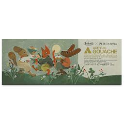 Holbein Acrylic Gouache - Rebecca Green Set, Set of 12, Assorted Colors, 20 ml, Tubes (Front of packaging)
