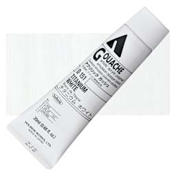 Holbein Acrylic Gouache - Titanium White, 20 ml tube and swatch