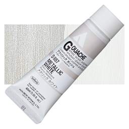 Holbein Acrylic Gouache - Metallic White, 40 ml tube and swatch