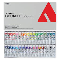 Holbein Acrylic Gouache - Set of 36, Assorted Colors, 20 ml Tubes