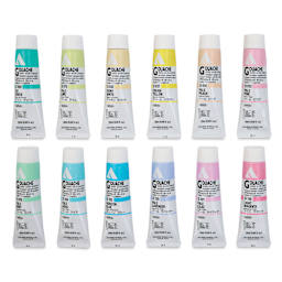 Holbein Acrylic Gouache - Pastel, Set of 12, 20 ml Tubes