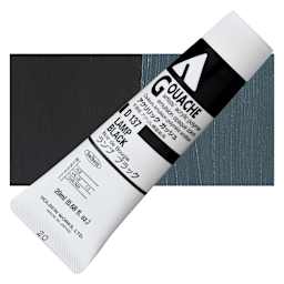 Holbein Acrylic Gouache - Lamp Black, 20 ml tube and swatch