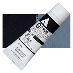 Holbein Acrylic Gouache - Jet Black, 40 ml tube and swatch