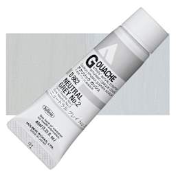 Holbein Acrylic Gouache - Neutral Grey 2, 40 ml tube and swatch