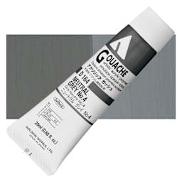 Holbein Acrylic Gouache - Neutral Gray 4, 20 ml tube and swatch