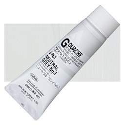 Holbein Acrylic Gouache - Neutral Gray 1, 40 ml tube and swatch