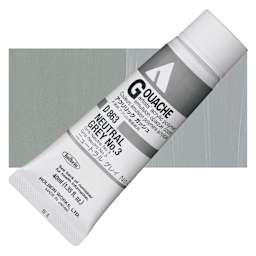 Holbein Acrylic Gouache - Neutral Gray 3, 40 ml tube and swatch