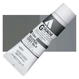 Holbein Acrylic Gouache - Neutral Gray 4, 40 ml tube and swatch