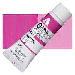 Holbein Acrylic Gouache - Magenta, 40 ml tube and swatch