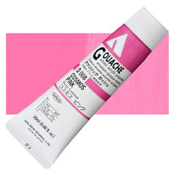 Holbein Acrylic Gouache - Cosmos Pink, 20 ml tube and swatch