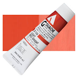 Holbein Acrylic Gouache - Light Red Bright, 20 ml tube and swatch