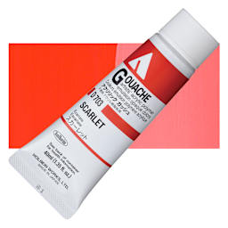 Holbein Acrylic Gouache - Scarlet, 40 ml tube and swatch