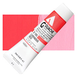 Holbein Acrylic Gouache - Luminous Red, 20 ml tube and swatch