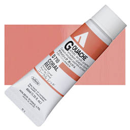 Holbein Acrylic Gouache - Coral Red, 40ml tube and swatch