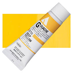 Holbein Acrylic Gouache - Deep Yellow, 40 ml tube and swatch