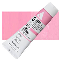 Holbein Acrylic Gouache - Light Magenta, 20 ml tube and swatch
