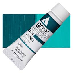 Holbein Acrylic Gouache - Viridian, 40 ml tube and swatch