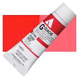 Holbein Acrylic Gouache - Pure Red, 40 ml tube and swatch