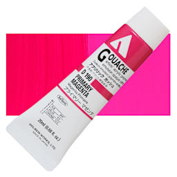 Holbein Acrylic Gouache - Primary Magenta, 40 ml tube and swatch