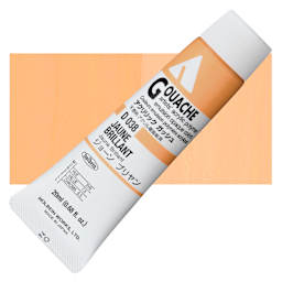 Holbein Acrylic Gouache - Jaune Brilliant, 20 ml tube and swatch