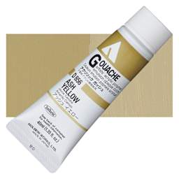 Holbein Acrylic Gouache - Ash Yellow, 40 ml tube and swatch