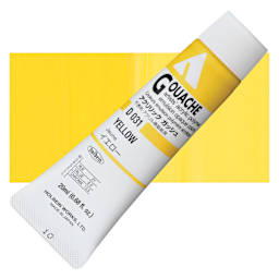 Holbein Acrylic Gouache - Yellow, 20 ml tube and swatch