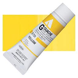 Holbein Acrylic Gouache - Yellow, 40 ml tube and swatch
