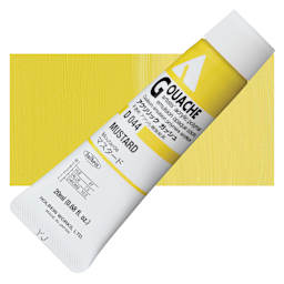 Holbein Acrylic Gouache - Mustard, 20 ml tube and swatch